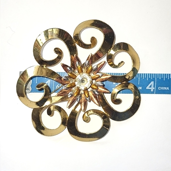 HUGE 3 1/2" VINTAGE SPIRAL VINTAGE RETRO BROOCH - Picture 6 of 6